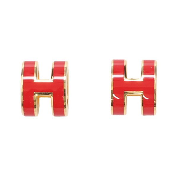 エルメス ポップアッシュ ミニ ピアス HERMES ルージュヴィフ ゴールド 608002 POP H ポップアッシュH
