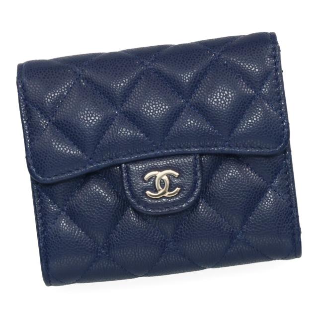シャネル 財布 レディース CHANEL マトラッセ AP0231 ネイビー ゴールド金具