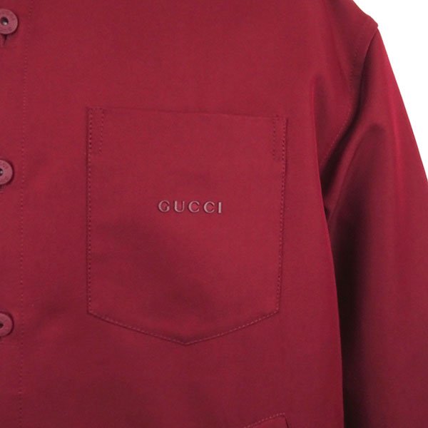 グッチ ギャバジンシャツ メンズ GUCCI 809791 ZASGT 6052 レッド サイズ46 Mサイズ相当