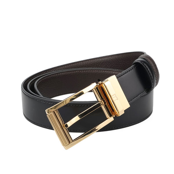 ダンヒル ベルト DUNHILL 23F4T41SG ブラック+ダークブラウン ゴールドバックル サイズ95cm