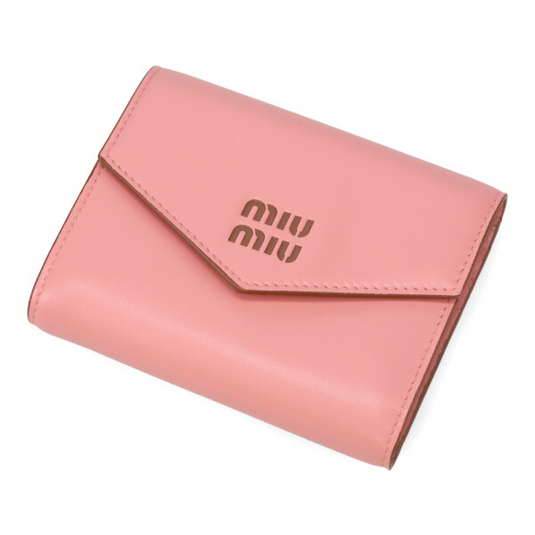 ミュウミュウ 財布 レディース MIUMIU レザー財布 5MH040 2CV6 F04AN CAMELIA+COGNAC カメリアピンク+コニャック 三つ折り財布_1