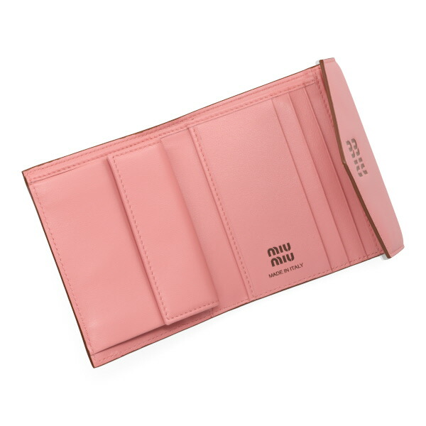 ミュウミュウ 財布 レディース MIUMIU レザー財布 5MH040 2CV6 F04AN CAMELIA+COGNAC カメリアピンク+コニャック 三つ折り財布_3