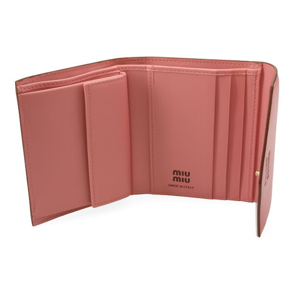 ミュウミュウ 財布 レディース MIUMIU レザー財布 5MH040 2CV6 F04AN CAMELIA+COGNAC カメリアピンク+コニャック 三つ折り財布_4