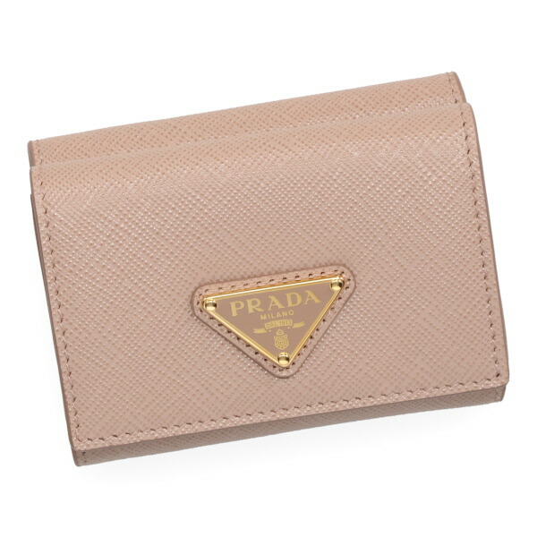 プラダ 財布 レディース PRADA サフィアーノトライアングル財布 1MH042 QHH F0236 ピンクベージュ