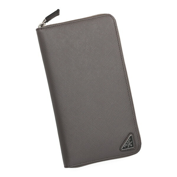 プラダ 財布 メンズ PRADA サフィアーノトライアングル ジップアラウンド財布 2ML188 QHH F0170 FUMO グレー