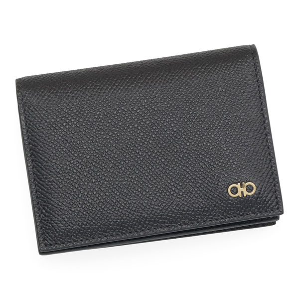 フェラガモ カードケース メンズ FERRAGAMO ダブルガンチーニ 661665 784673 ブラック