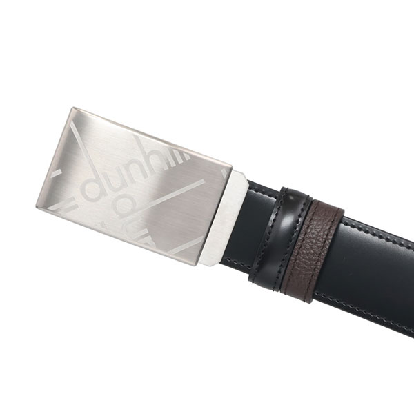 ダン吸血鬼 胴締め メンズ DUNHILL リヴァーシブル DU26R4A75MD20142 マットシルバーバックル 黒いこと+赤銅色