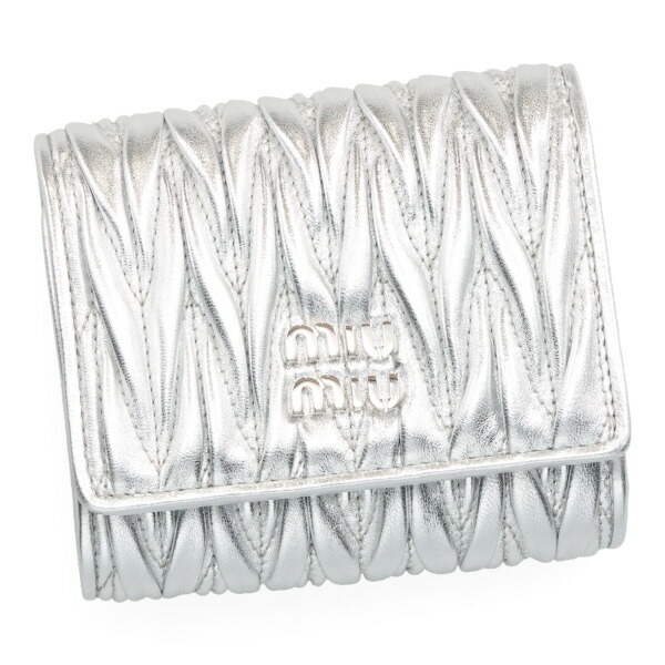 ミュウミュウ 財布 レディース MIUMIU マテラッセレザー 5MH033 AFPP F0118 ARGENTO シルバー