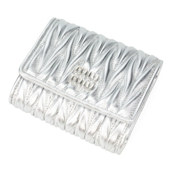 ミュウミュウ 財布 レディース MIUMIU マテラッセレザー 5MH033 AFPP F0118 ARGENTO シルバー 三つ折り財布_1