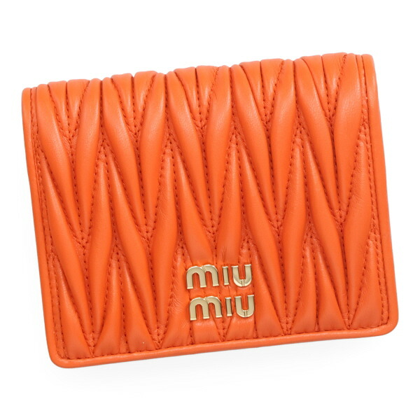 ミュウミュウ 財布 レディース MIUMIU マテラッセレザー折り財布 5MV204 AFPP F0049 ARANCIO オレンジ