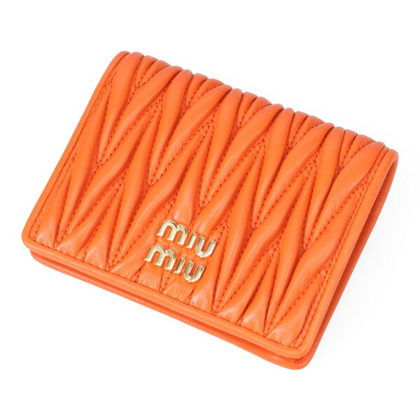 ミュウミュウ 財布 レディース MIUMIU マテラッセレザー折り財布 5MV204 AFPP F0049 ARANCIO オレンジ 二つ折り財布_1