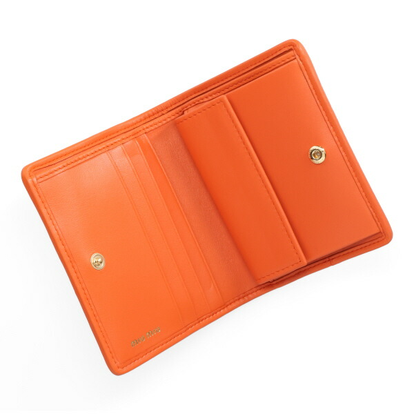 ミュウミュウ 財布 レディース MIUMIU マテラッセレザー折り財布 5MV204 AFPP F0049 ARANCIO オレンジ 二つ折り財布_3
