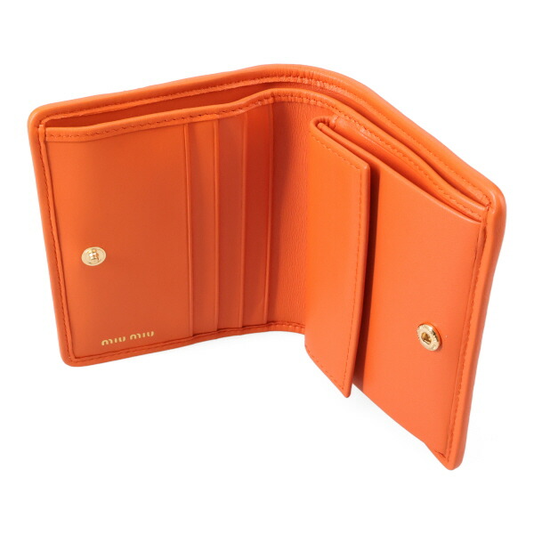 ミュウミュウ 財布 レディース MIUMIU マテラッセレザー折り財布 5MV204 AFPP F0049 ARANCIO オレンジ 二つ折り財布_4
