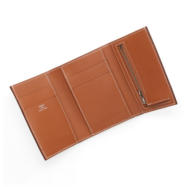 エルメス ベアン コンビネ HERMES ヴォーマダム ゴールド シルバー金具 084830 K刻印 三つ折り財布_2