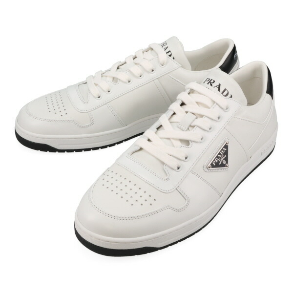 プラダ スニーカー メンズ PRADA ダウンタウン レザースニーカー 2EE364 3LJ6 F0964 ホワイト/ブラック サイズ8 27cm相当