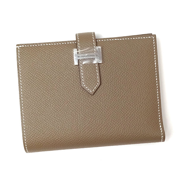 エルメス ベアン コンパクト 財布 HERMES エプソン エトゥープ シルバー金具 039790 W刻印