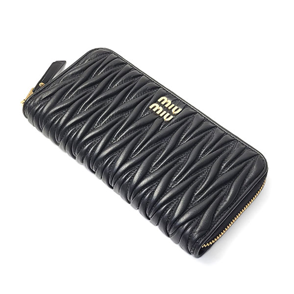 ミュウミュウ 財布 レディース MIUMIU マテラッセ ジップアラウンド長財布 5ML506 2FPP F0002 ブラック 長財布 ラウンドファスナー_1