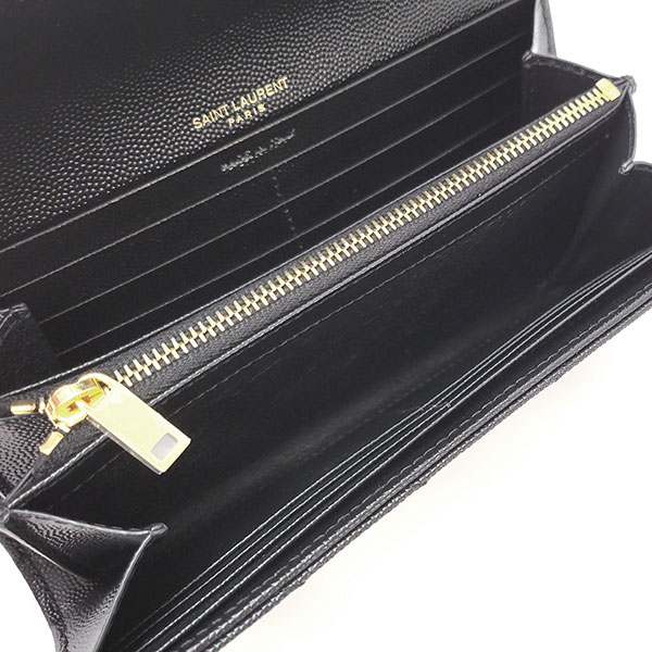 サンローラン 財布 レディース Saint Laurent paris モノグラム 372264 BOW01 1000 ブラック+ゴールド金具 長財布_2