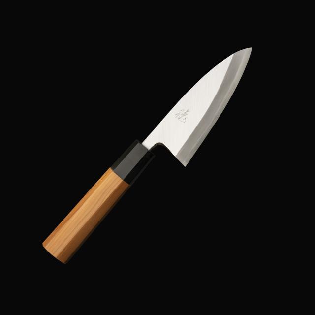 包丁の堺徳｜出刃包丁　堺打刃物　白二鋼　一位八角柄　105mm