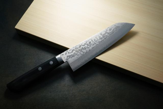 包丁の堺徳｜三徳包丁　関刃物　ダマスカス　VG10　165mm