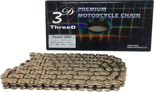 EK エヌマ スリード チェーン 520Z ゴールド 110L MLJ ThreeD Chain ★00-0641 4571291822436 KLX250R ZXR250 ゼファーX KLE500 ZX-6R