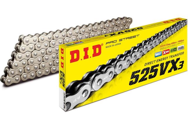 DID VX3 チェーン 525-120 シルバー 120L カシメジョイント ★00-7375 4525516398718 525VX3-S&S-120シルバー