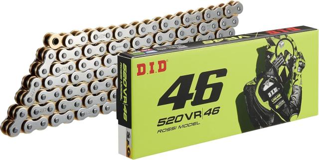 DID VR46 チェーン 520-100 シルバー＆ゴールド 100L 軽圧入ジョイント 4525516248150 ★00-7786 520VR46-S&G-100シルバー＆ゴールド