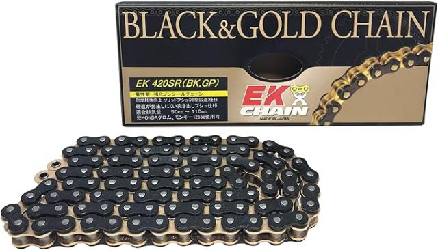 EKノンシール エヌマ 420-136 チェーン 420SR ブラック/ゴールド 136L SPJ クリップジョイント ★00-7977 4571291808294 420SR(BK;GP)-136