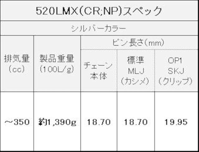EKシール エヌマ 520-110 チェーン 520LM-X シルバー 110L MLJ カシメジョイント ★00-8687 4571291798953 520LM-X(CR;NP)-110シルバー