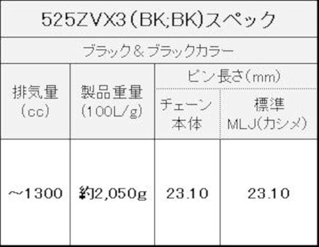EKシール エヌマ 525-140 チェーン 525ZV-X3 ブラック/ブラック 140L MLJ カシメジョイント ★00-9231 4571291795433 525ZV-X3(BK;BK)-140_2