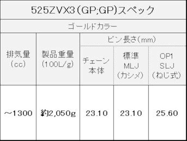 EKシール エヌマ 525-140 チェーン 525ZV-X3 ゴールド 140L MLJ カシメジョイント ★00-9249 4571291810082 525ZV-X3(GP;GP)-140ゴールド_2
