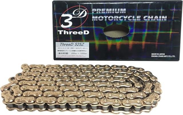 ThreeD エヌマ 525-100 チェーン 525Z/3D ゴールド 100L MLJ カシメジョイント ★00-9847 4571291822481 525Z/3D(GP;GP)P=GP-100ゴールド