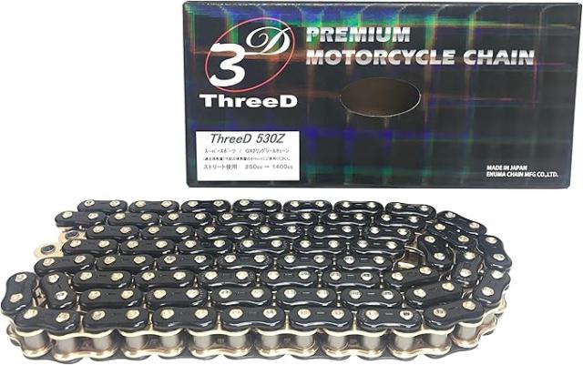 ThreeD エヌマ 530-100 チェーン 530Z/3D ブラック/ゴールド 100L MLJ カシメジョイント ★00-9891 4571291820814 530Z/3D(BK;GP)P=GP-100