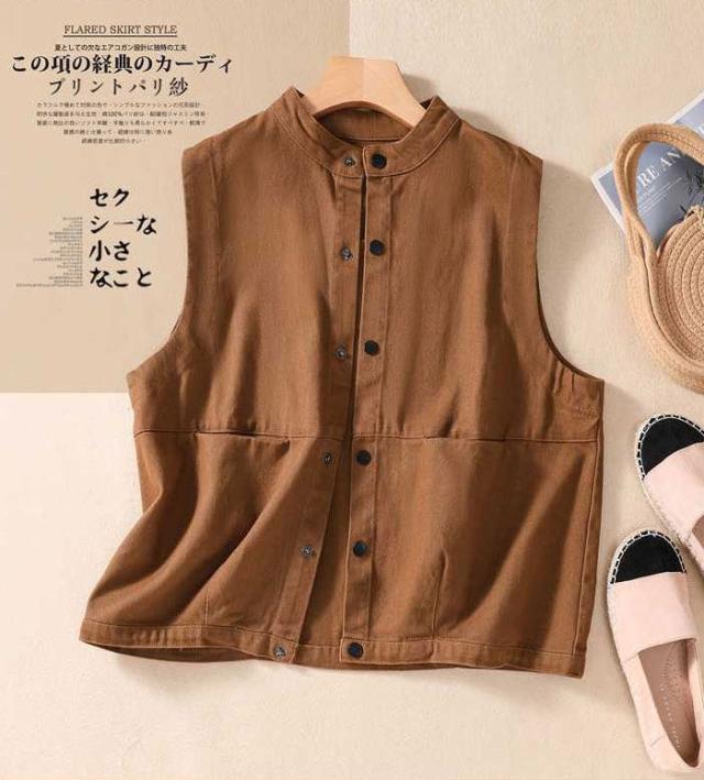 ベスト ジレ レディース ノースリーブ 綿 トップス 綿ベスト ネック 春 秋 夏 レイヤード風 大人可愛い ナチュラル 体型カバー 涼しい 着痩せ おしゃれ 送料無料 春夏 大きいサイズ サマーベスト サマー きれいめ カジュアル_7