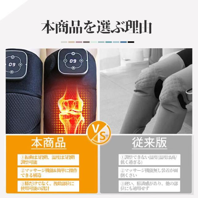 膝マッサージ器 マッサージャー 膝サポーター 膝 肩 肘 マッサージ器 高齢者 温熱 コードレス 膝関節 ギフト 電熱 左右兼用 両ひざ用 ギフト_9