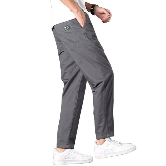 チノパン メンズ 大きいサイズ XS-4XL ファスナー付き前開き ウエストゴム ズボン パンツ リラックス ボトムス 綿 調整紐 ゆったり ずぼん かっこいい 無地 薄手 おしゃれ_5