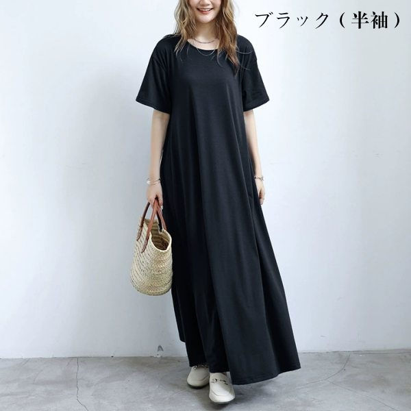 汗しみない マキシワンピース UVカット 吸水加工×撥水加工 コットン100％ 汗しみないウエアシリーズ 半袖 袖なし_17