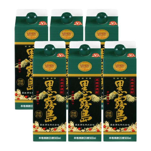 霧島酒造 乙 20度 黒霧島 芋 スリムパック 900ml 6本 芋焼酎 本格焼酎 取り寄せ品 送料無料