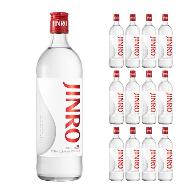 眞露 JINRO 25度 700ml 12本 甲類焼酎 送料無料 取り寄せ品