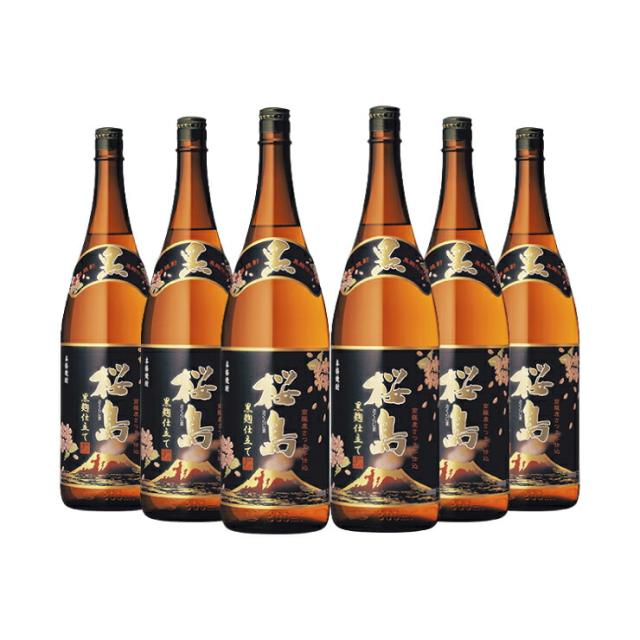 本坊酒造 桜島 黒麹仕立て 25度 1800ml 6本 芋 焼酎 取り寄せ品 送料無料