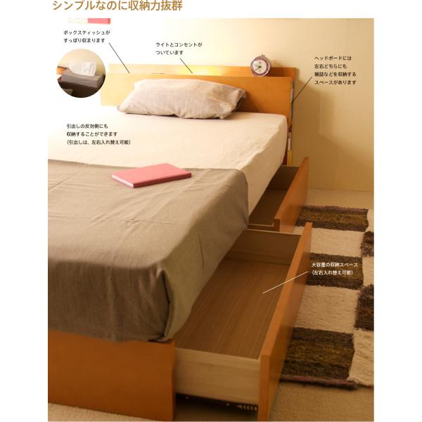 木製 収納付きベッド 「Symphony（シンフォニー）シングルサイズ（S）」　収納ベッド 引き出し付き 宮付き コンセント付き ライト 照明 収納 大容量 石崎家具_2