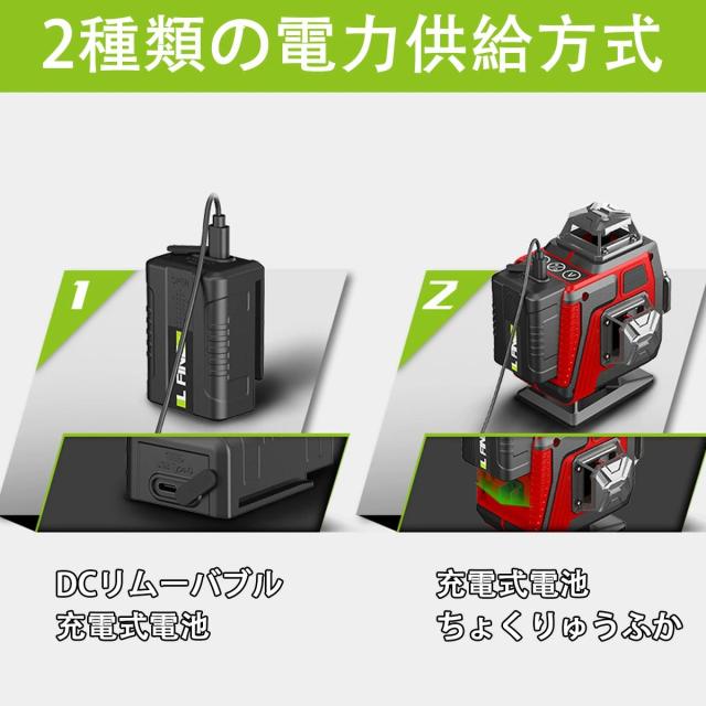 レーザー墨出し器 グリーン レーザー 水平器 16ライン 4x360°グリーンレーザー墨出し器 フルライン 高輝度 25メートル作業範囲 レーザーレベル 自動補正 受光器対応 リモコン付き 360°回転台 屋内屋外兼用 バッテリー2個 屋外可視 屋内屋外兼用_6