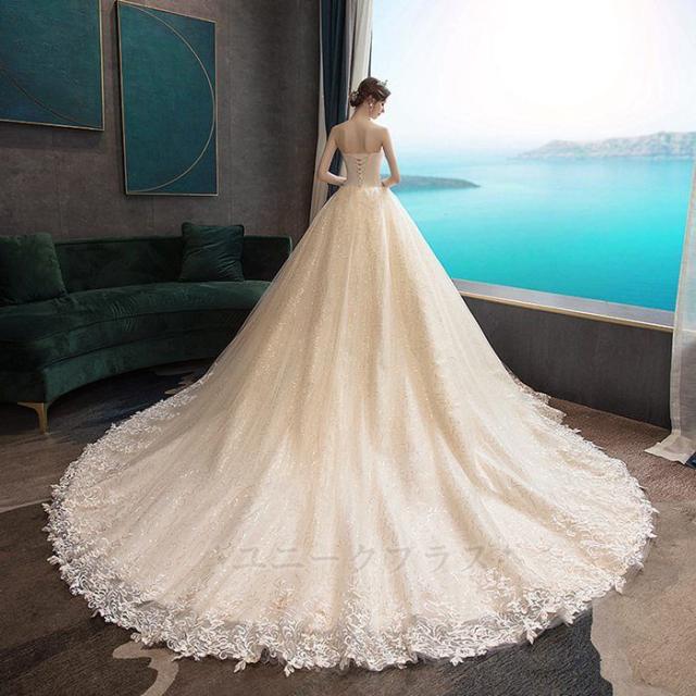 ウエディングドレス 高級 オフショルダー 天使 上品 Aライン キラキラ ドレス 結婚式 花嫁ドレス 披露宴 お嬢様 パーティードレス パーティードレス ワンピース wedding dress 演奏会 司会者 発表会_2