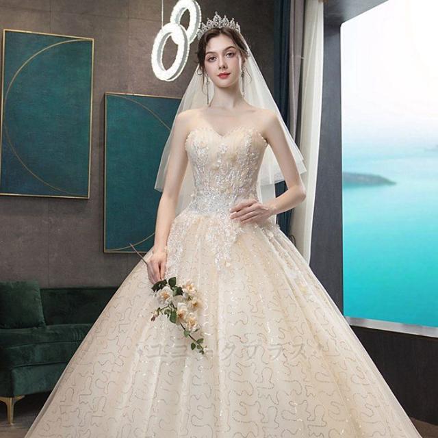 ウエディングドレス 高級 オフショルダー 天使 上品 Aライン キラキラ ドレス 結婚式 花嫁ドレス 披露宴 お嬢様 パーティードレス パーティードレス ワンピース wedding dress 演奏会 司会者 発表会_3