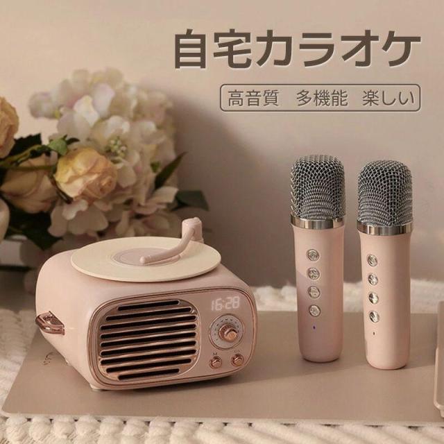 カラオケセット マイク付2本き 充電式 高音質 家庭用 カラオケ