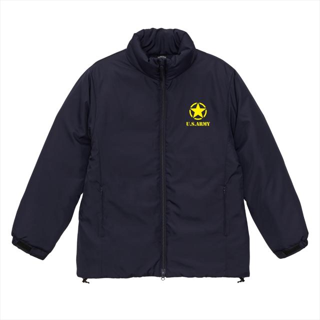 オール・ベーシックス フェイクダウンジャケット 中綿 スタンドカラー U.S.ARMY ロゴプリント シームレス 中綿ジャケット パデッドジャケット アウター アメカジ ミリタリー メンズ レディース ユニセックス
