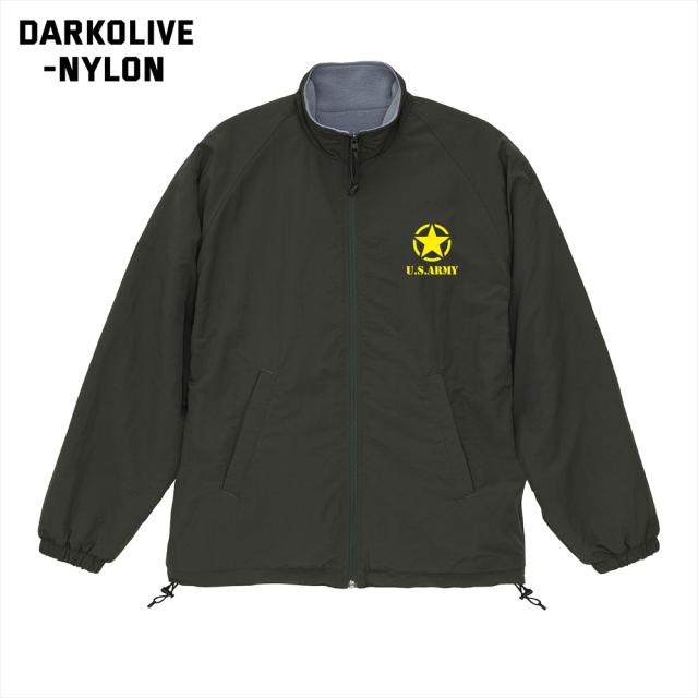 オール・ベーシックス トラックジャケット リバーシブル 2WAY U.S.ARMY ロゴプリント ナイロン フリース トレーニングジャケット ナイロンジャケット ウインドブレーカー フリースジャケット アウター ブルゾン アメカジ メンズ レディース ユニセックス