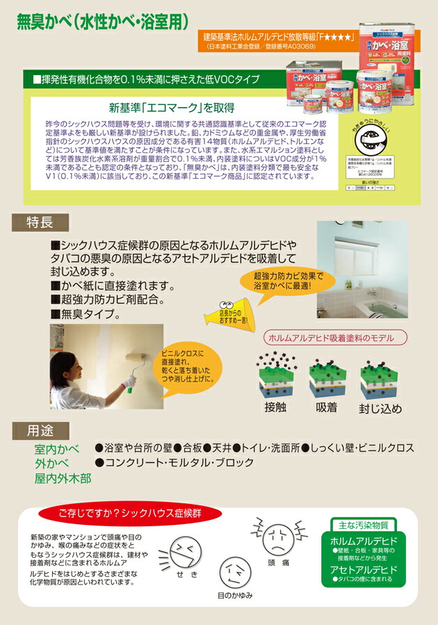 アトムハウスペイント （塗料/ペンキ） 水性かべ・浴室用塗料 7L　各色_1