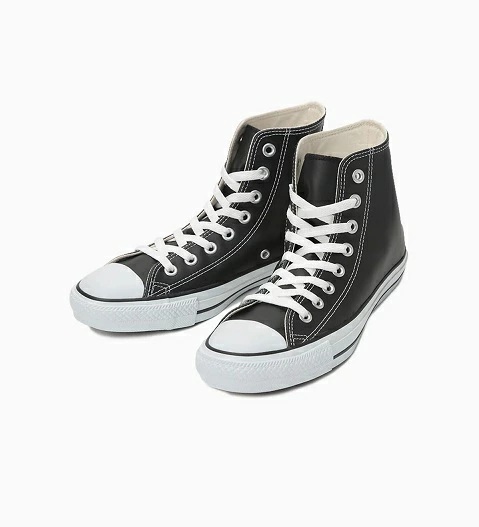 【SALE】【CONVERSE】LEA ALL STAR HI 1B908 BLACK ブラック コンバース レザーオールスター ハイカット 定番モデル コアカラー (JPN)日本正規品 メンズ レディース スニーカー 大人靴
