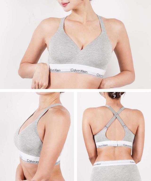 メール便 カルバンクライン Calvin Klein スポーツブラ レディース アンダーウェア 高級 ブランド 3/4カップ おしゃれ スポーツ ジム ヨガ スポブラ ノンワイヤー 綿 綿混 コットンストレッチ カップ付き ロゴ ワンポイント 無地 ブランド 女性_3